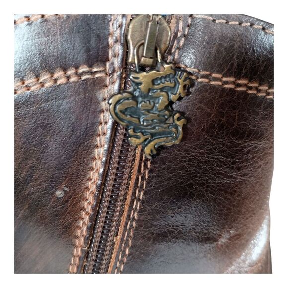 Mark Nason TRAXX Dragon Rock Lives Ankle Boots Biker Brown Leather Men's 8.5 - Picture 15 of 16